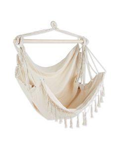 NATURAL HAMMOCK CHAIR WITH FRINGE TRIM