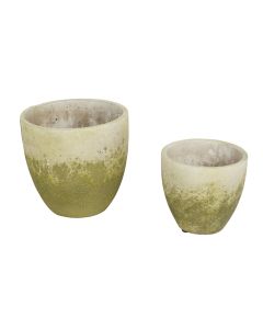 WEATHERED CEMENT FLOWER POT SET/2
