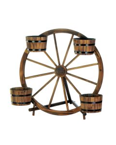 WAGON WHEEL BARREL PLANTER DISPLAY